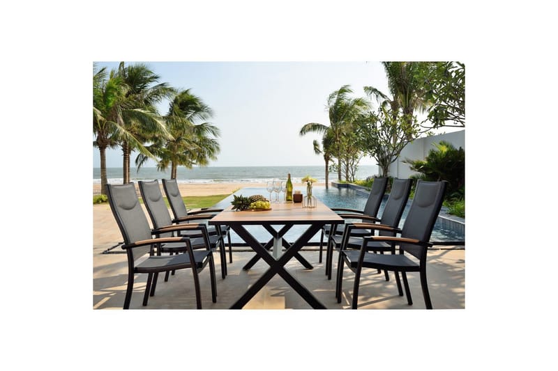 Utendørs møbelgruppe Lifestyle Garden Panama 200 cm 6 stablebar stoler - 6 stablebar stoler - Hagemøbler - Hagegruppe - Spisegrupper hage