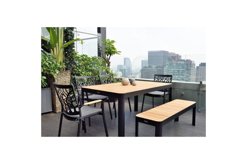 Utendørs møbelgruppe Lifestyle Garden Portals 161 cm 4 hage stoler + benk - 4 hage stoler + benk - Hagemøbler - Hagegruppe - Spisegrupper hage