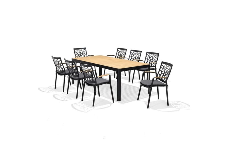 Utendørs møbelgruppe Lifestyle Garden Portals 209 cm 8 trebearbeidingsstoler - 8 trebearbeidingsstoler - Hagemøbler - Hagegruppe - Spisegrupper hage