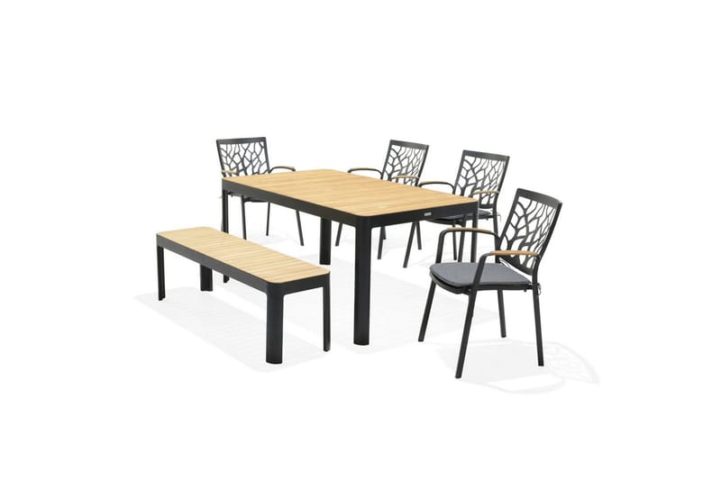 Utendørs møbelgruppe Lifestyle Garden Portals 161 cm 4 hage stoler + benk - 4 hage stoler + benk - Hagemøbler - Hagegruppe - Spisegrupper hage