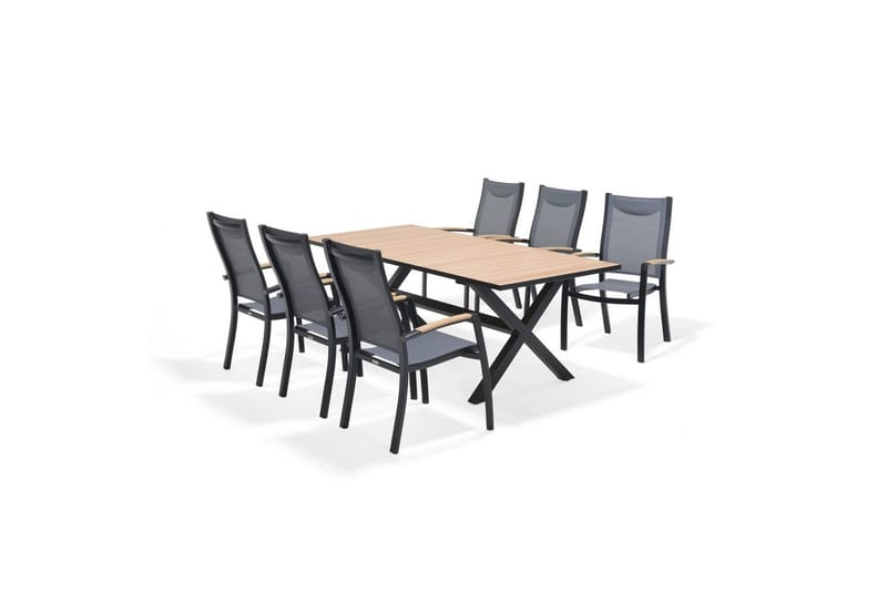 Utendørs møbelgruppe Lifestyle Garden Panama 200 cm 6 stablebar stoler - 6 stablebar stoler - Hagemøbler - Hagegruppe - Spisegrupper hage