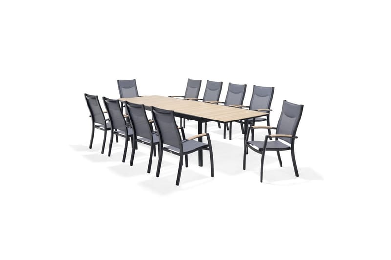 Utendørs møbelgruppe Lifestyle Garden Panama 210-300 cm 10 stabelbar lenestol - 10 stabelbar lenestol - Hagemøbler - Hagegruppe - Spisegrupper hage