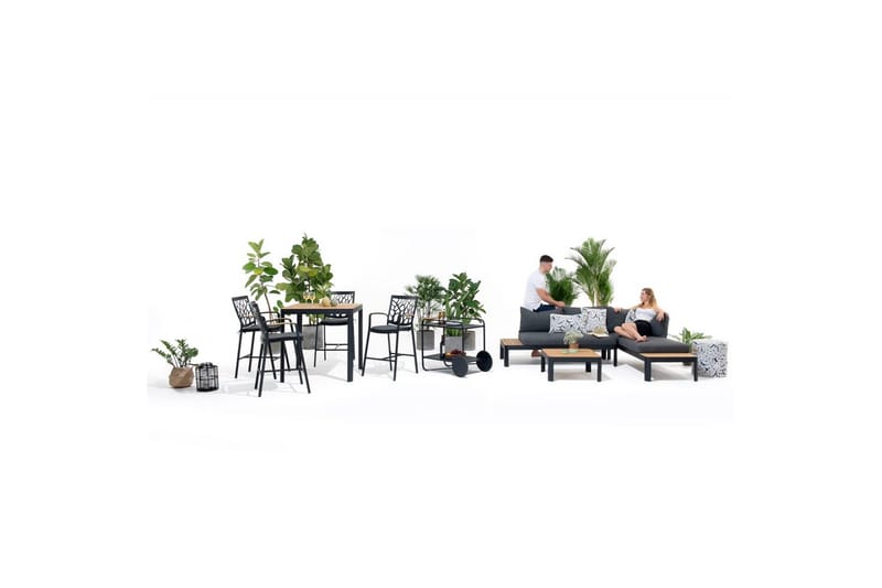 Utendørs møbelgruppe Lifestyle Garden Portals barbord 95 & 4 barstoler - Hagemøbler - Hagegruppe - Spisegrupper hage