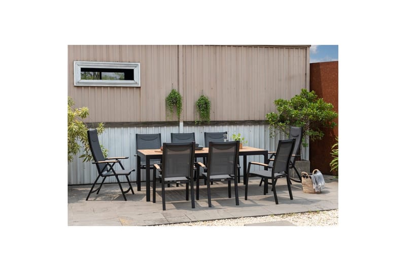 Utendørs møbelgruppe Lifestyle Garden Panama 210-300 cm 6 stablebar stoler + 2 posisjons stoler - 6 stablebar stoler + 2 posisjons stoler - Hagemøbler - Hagegruppe - Spisegrupper hage