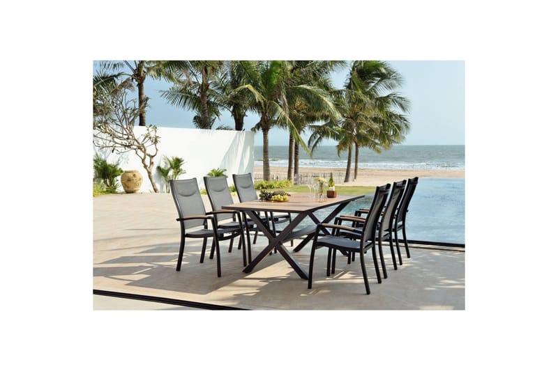 Utendørs møbelgruppe Lifestyle Garden Panama 200 cm 6 stablebar stoler - 6 stablebar stoler - Hagemøbler - Hagegruppe - Spisegrupper hage