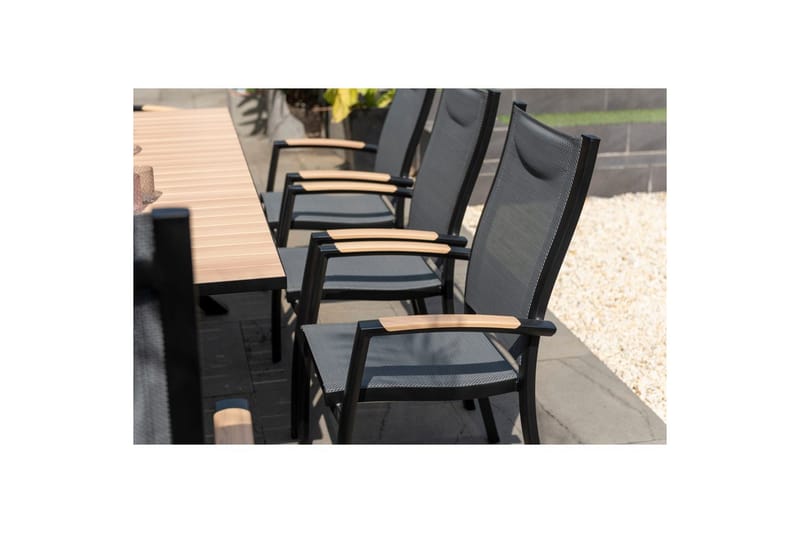 Utendørs møbelgruppe Lifestyle Garden Panama 200 cm 6 stablebar stoler + 2 posisjons stoler - 6 stablebar stoler + 2 posisjons stoler - Hagemøbler - Hagegruppe - Spisegrupper hage