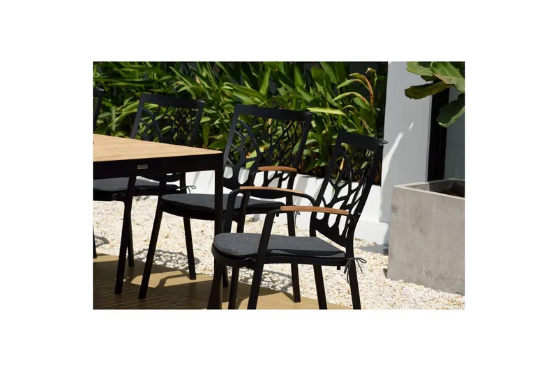 Utendørs møbelgruppe Lifestyle Garden Portals 209 cm 5 tresnekkerstoler + benk - 5 tresnekkerstoler + benk - Hagemøbler - Hagegruppe - Spisegrupper hage