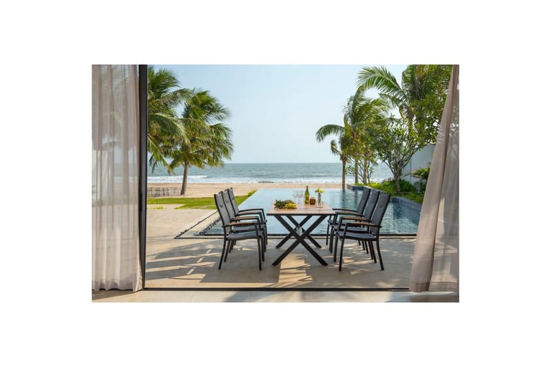 Utendørs møbelgruppe Lifestyle Garden Panama 200 cm 6 stablebar stoler - 6 stablebar stoler - Hagemøbler - Hagegruppe - Spisegrupper hage