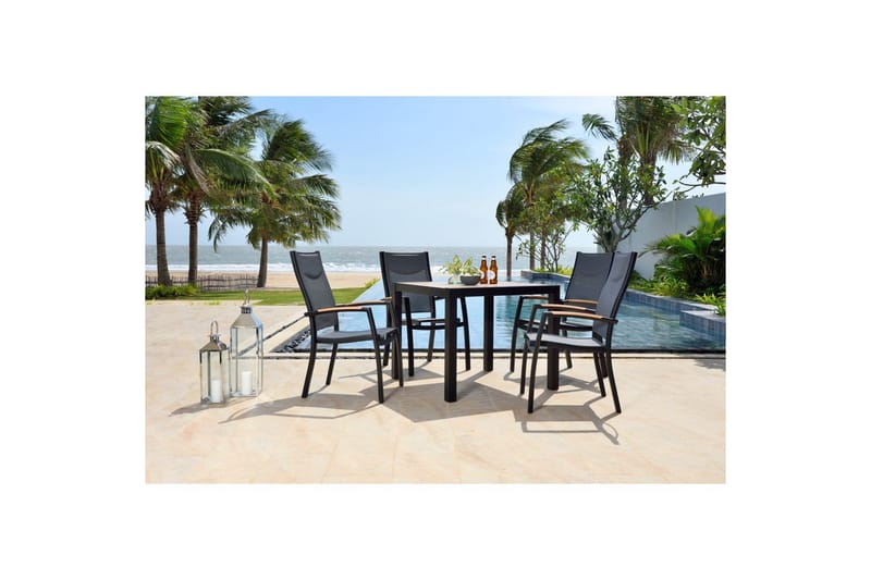 Utendørs møbelgruppe Lifestyle Garden Panama 90 cm 4 stablebare lenestoler - 4 stablebare lenestoler - Hagemøbler - Hagegruppe - Spisegrupper hage