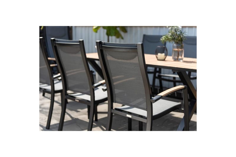 Utendørs møbelgruppe Lifestyle Garden Panama 200 cm 6 stablebar stoler + 2 posisjons stoler - 6 stablebar stoler + 2 posisjons stoler - Hagemøbler - Hagegruppe - Spisegrupper hage