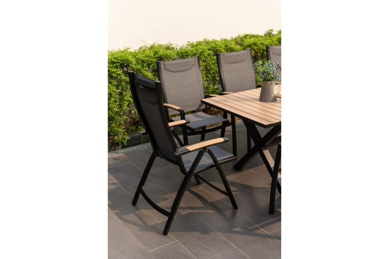 Utendørs møbelgruppe Lifestyle Garden Panama 200 cm 6 stablebar stoler + 2 posisjons stoler - 6 stablebar stoler + 2 posisjons stoler - Hagemøbler - Hagegruppe - Spisegrupper hage