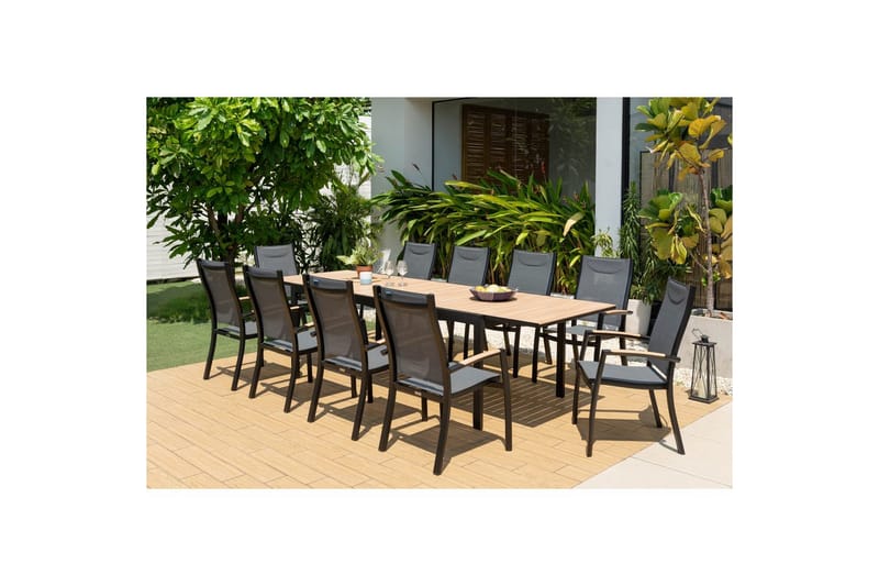 Utendørs møbelgruppe Lifestyle Garden Panama 210-300 cm 10 stabelbar lenestol - 10 stabelbar lenestol - Hagemøbler - Hagegruppe - Spisegrupper hage