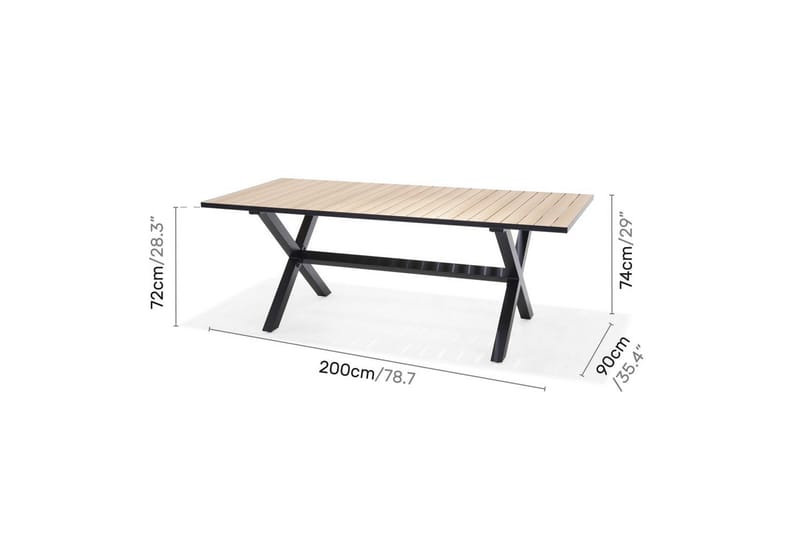 Utendørs møbelgruppe Lifestyle Garden Panama 200 cm 6 stablebar stoler - 6 stablebar stoler - Hagemøbler - Hagegruppe - Spisegrupper hage