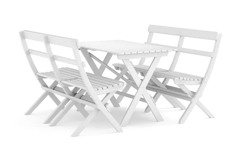 Utendørs spisegruppe 118x70x74 cm med 2 sofaer - Hvit - Hagemøbler - Hagegruppe - Spisegrupper hage