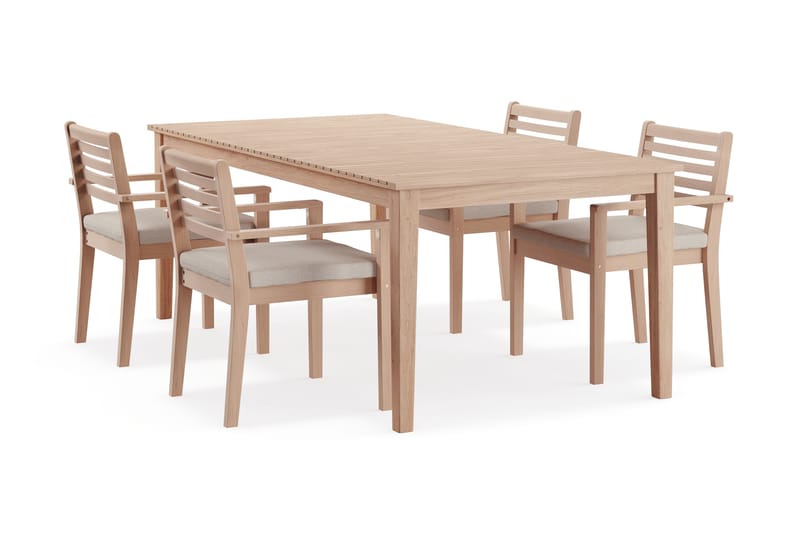 Wagnera Spisegruppe 206 cm med 4 Kamman Spisestoler - Beige - Hagemøbler - Hagegruppe - Spisegrupper hage