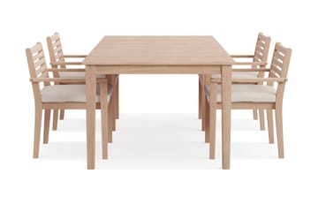 Wagnera Spisegruppe 206 cm med 4 Kamman Spisestoler - Beige - Hagemøbler - Hagegruppe - Spisegrupper hage