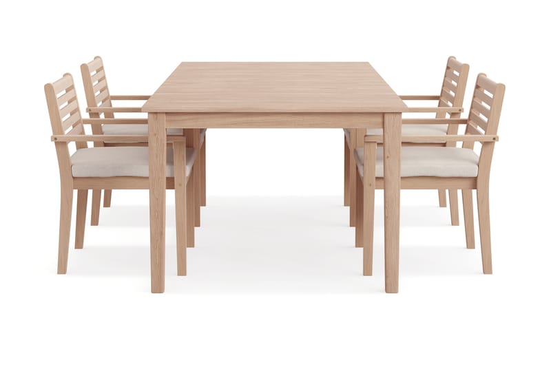 Wagnera Spisegruppe 206 cm med 4 Kamman Spisestoler - Beige - Hagemøbler - Hagegruppe - Spisegrupper hage