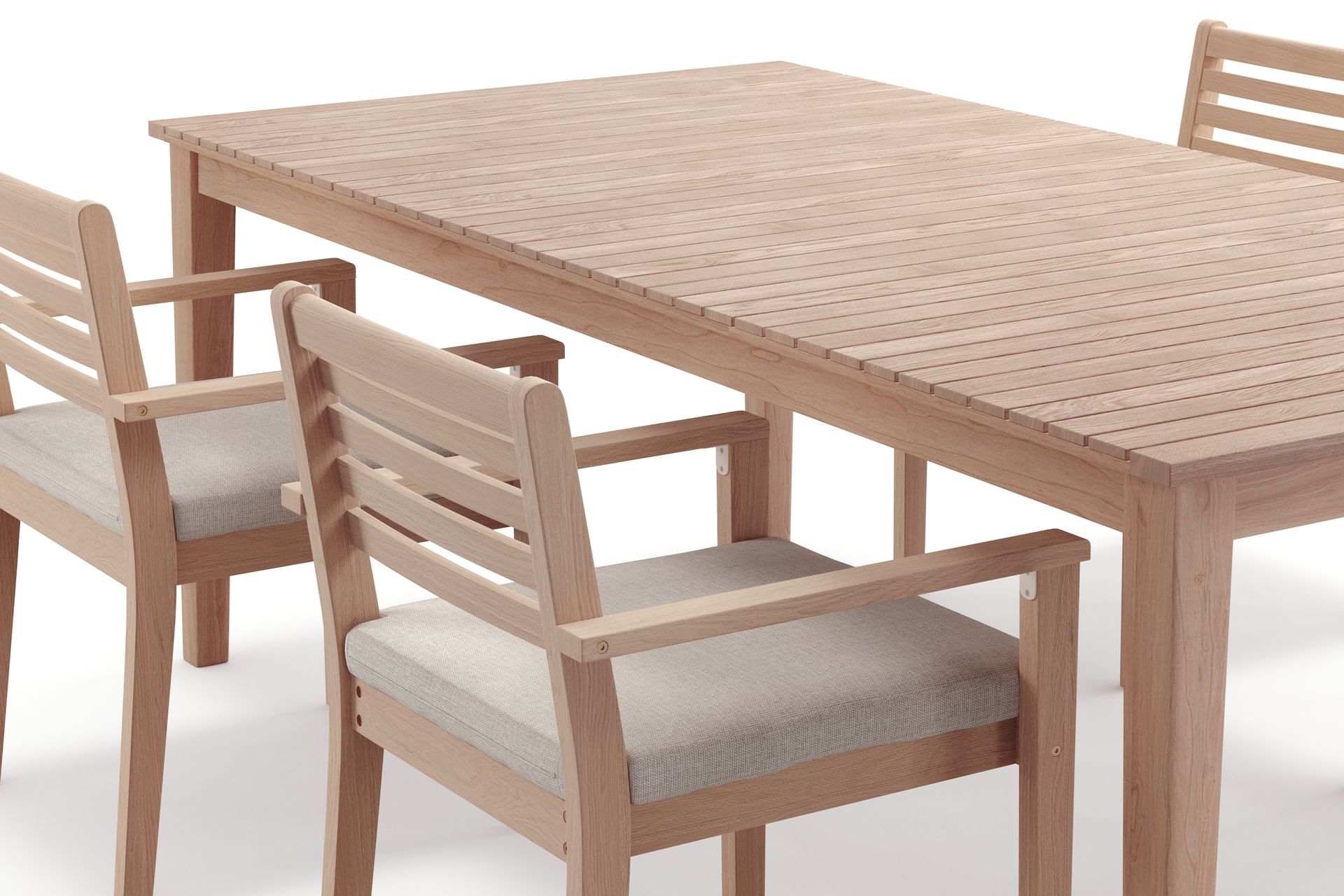 Wagnera Spisegruppe 206 cm med 4 Kamman Spisestoler - Beige - Hagemøbler - Hagegruppe - Spisegrupper hage