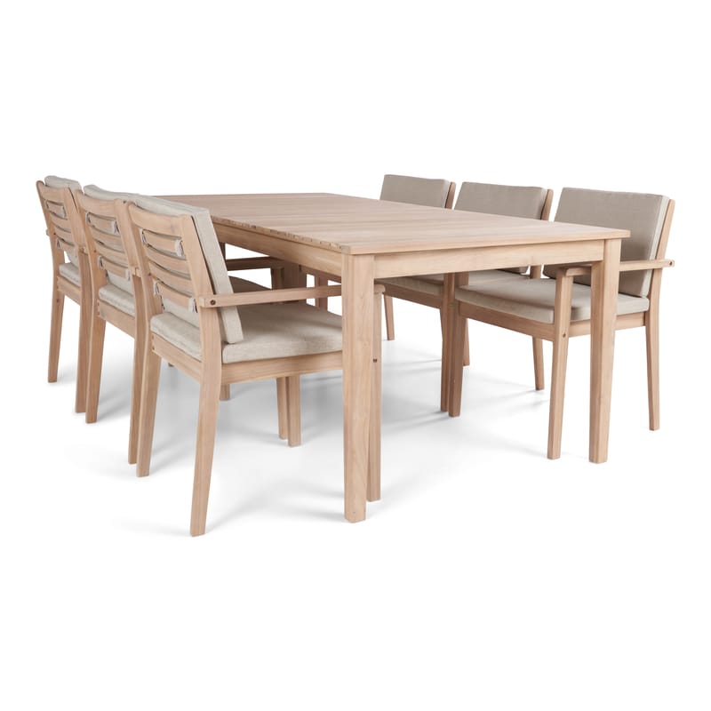Wagnera Spisegruppe 206 cm med 6 Kamman Spisestoler - Beige - Hagemøbler - Hagegruppe - Spisegrupper hage