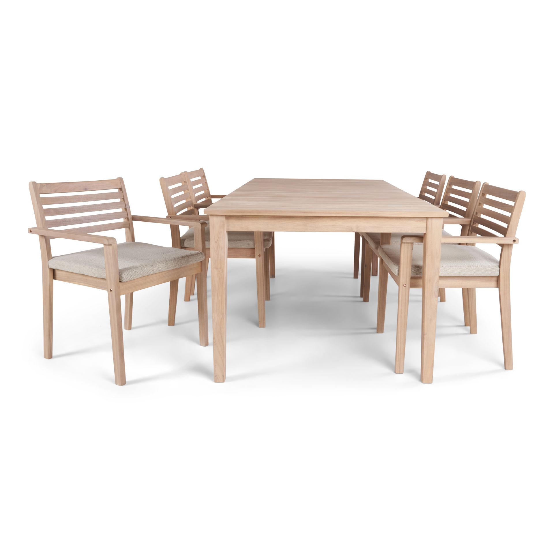 Wagnera Spisegruppe 206 cm med 6 Kamman Spisestoler - Beige - Hagemøbler - Hagegruppe - Spisegrupper hage