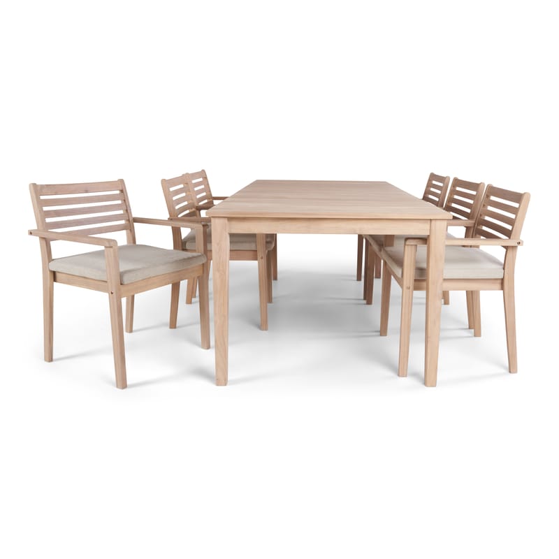 Wagnera Spisegruppe 206 cm med 6 Kamman Spisestoler - Beige - Hagemøbler - Hagegruppe - Spisegrupper hage