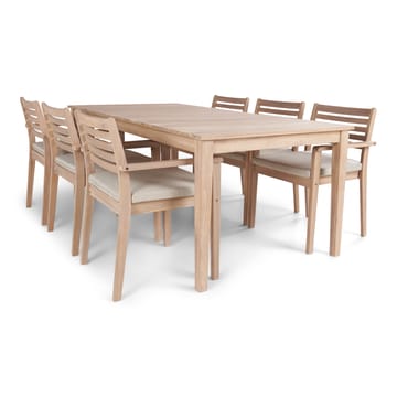 Wagnera Spisegruppe 206 cm med 6 Kamman Spisestoler - Beige - Hagemøbler - Hagegruppe - Spisegrupper hage