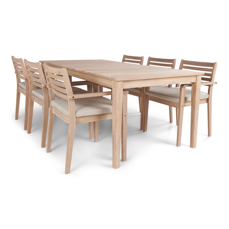 Wagnera Spisegruppe 206 cm med 6 Kamman Spisestoler - Beige - Hagemøbler - Hagegruppe - Spisegrupper hage