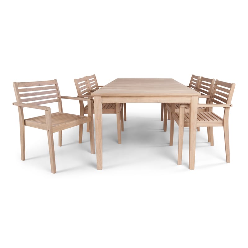Wagnera Spisegruppe 206 cm med 6 Kamman Spisestoler - Beige - Hagemøbler - Hagegruppe - Spisegrupper hage