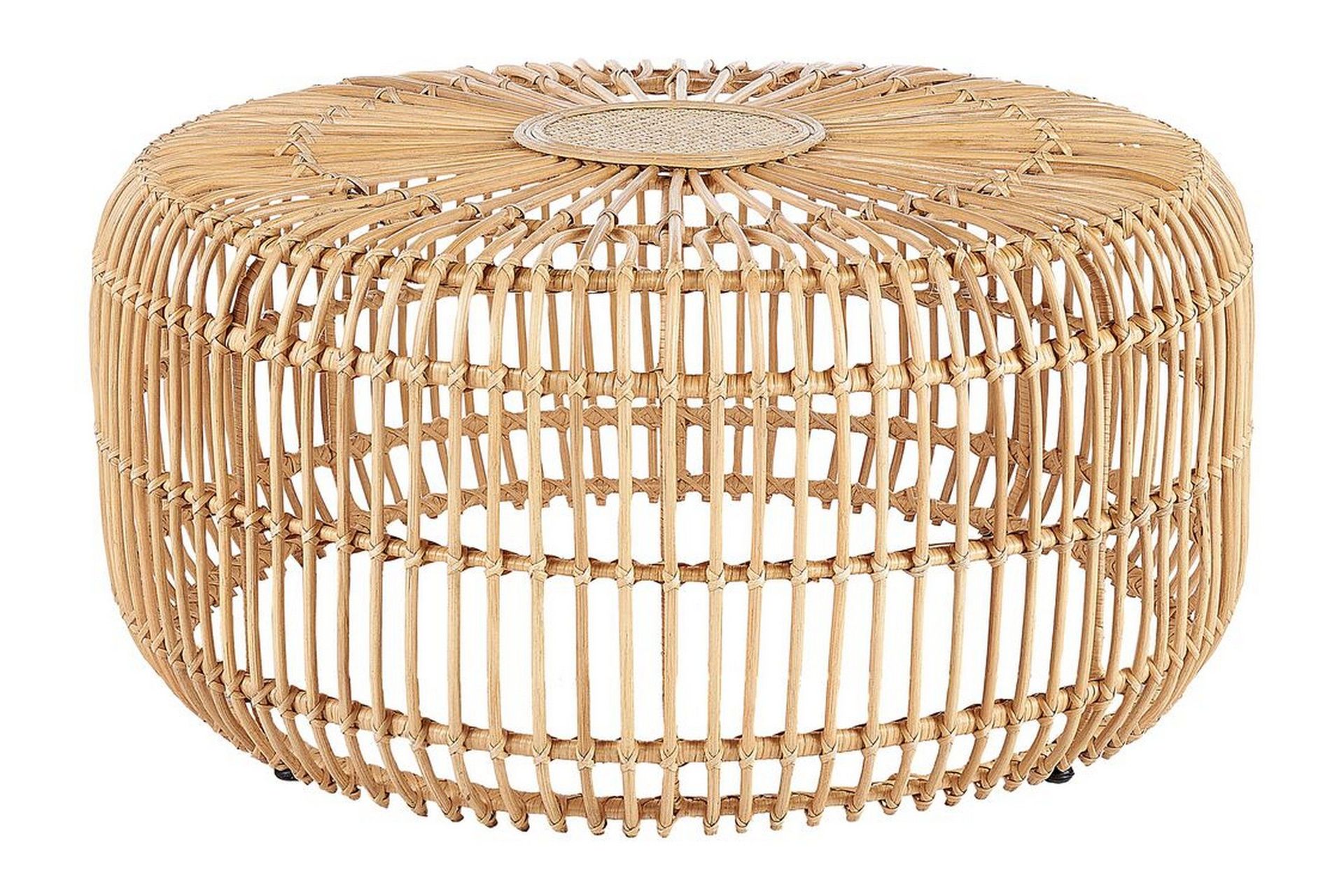 Salongbord Rotting Naturlig 85 cm Rund Håndlaget Hage Innendørs Utendørs Stue Terrasse Boho stil