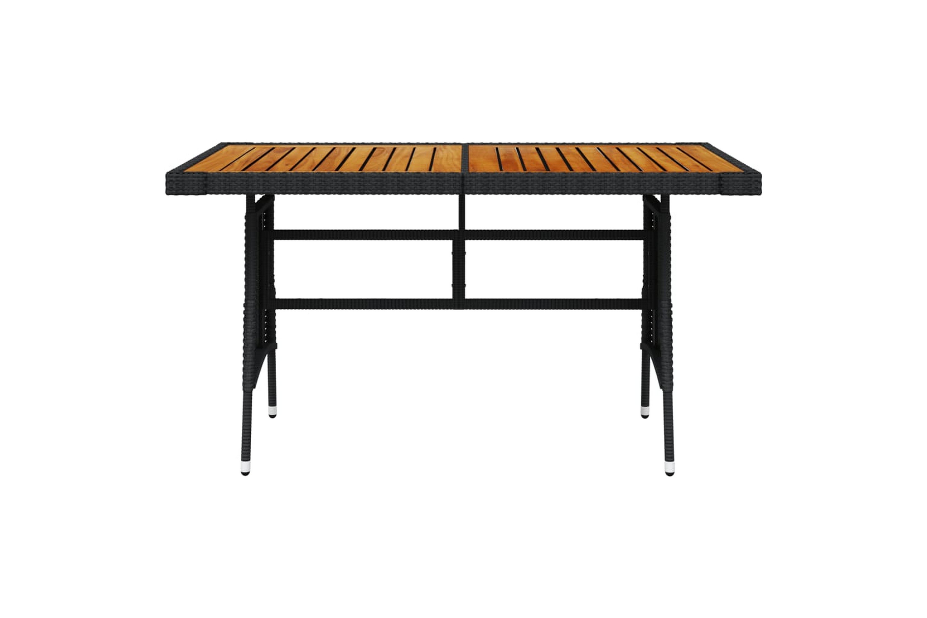 Hagebord svart 130x70x72 cm polyrotting og heltre akasie