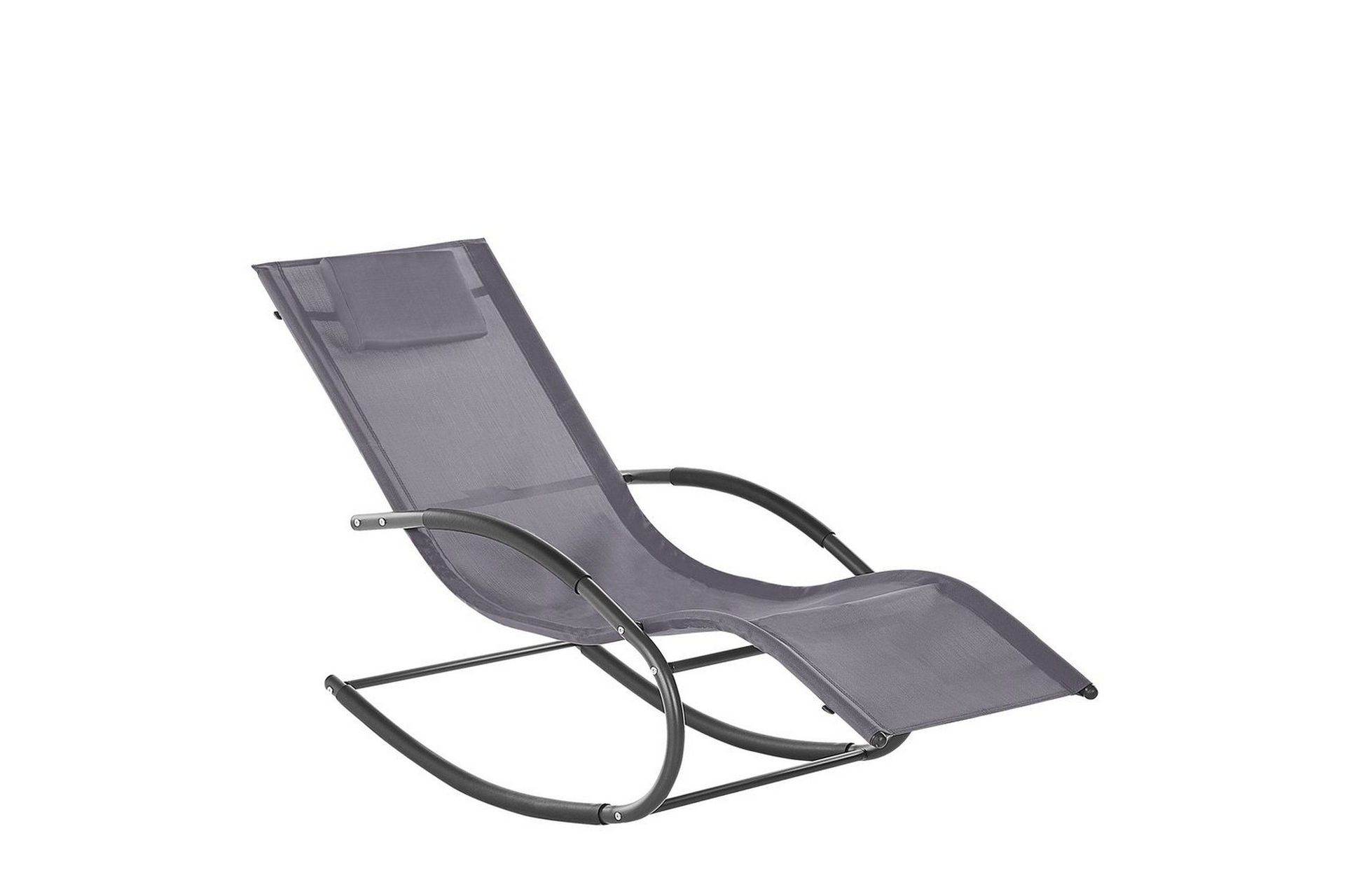 Gyngende Solseng Grå Stoff Stålramme Stoff Avtakbar Hodestøtte Hage Utendørs Moderne Stil