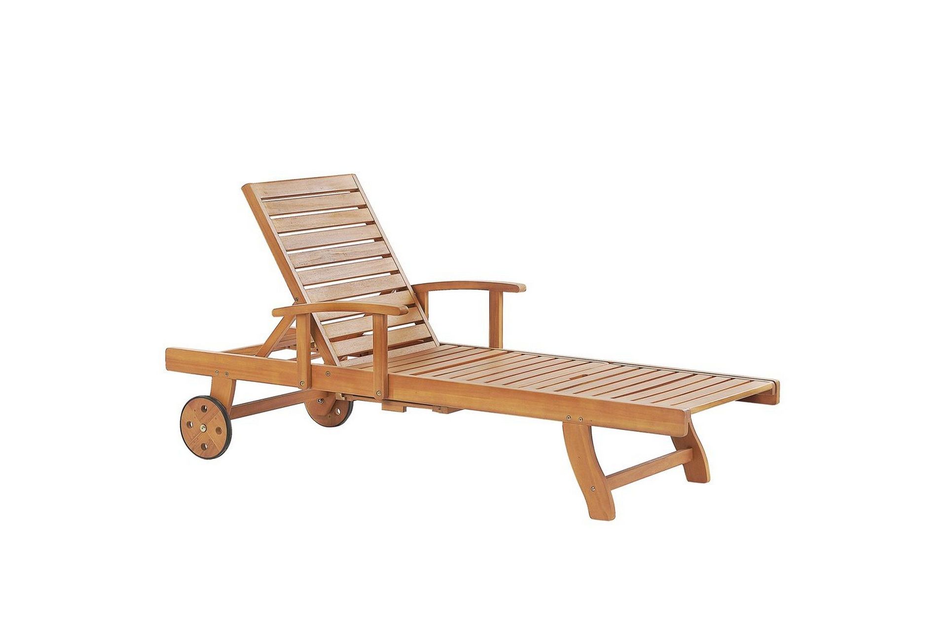 Lys Solseng Akasietre for Utendørs Bruk Værbestandig Liggestol med Hjul