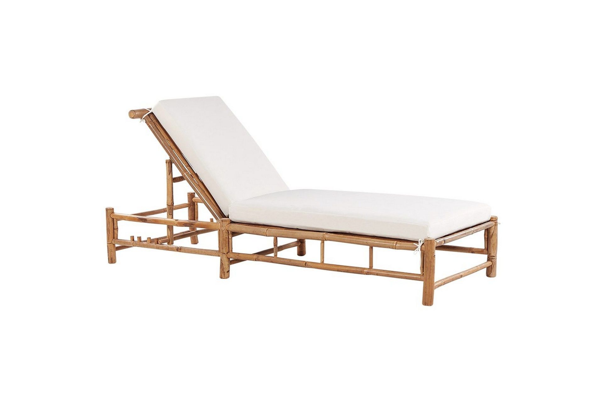 Solseng Naturlig Bambus Hvit Justering av ryggstøtte Hage Terrassemøbler