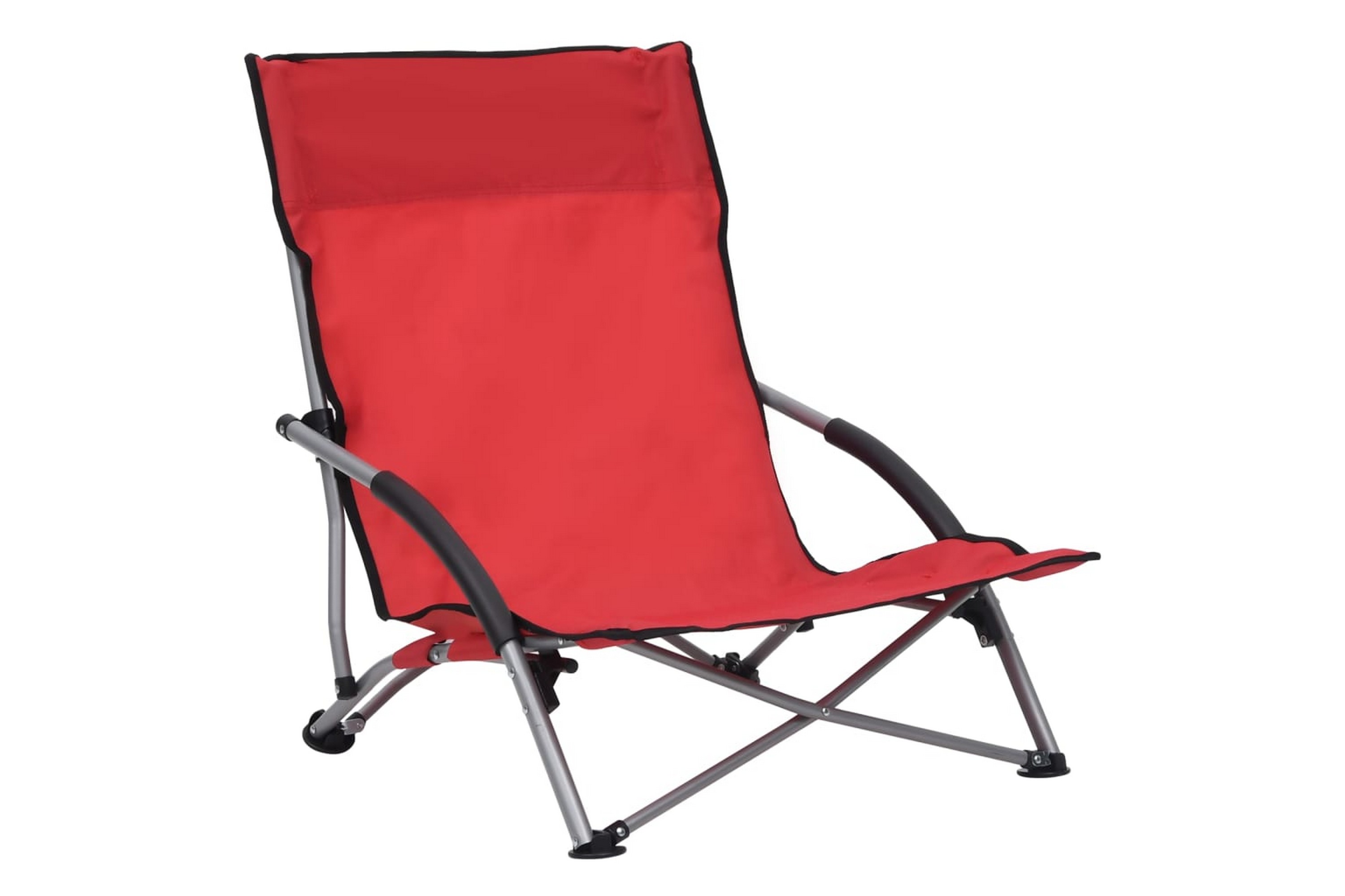 Sammenleggbare strandstoler 2 stk röd stoff - Röd