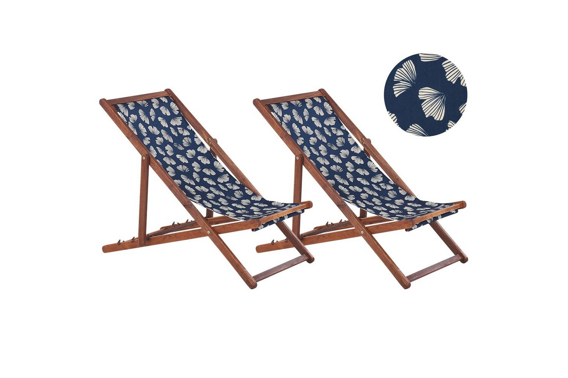 Sett med 2 Solsenger Akasietre Sommerfugler Stoff Hengekøye Sete Tilbakelent Sammenleggbar Solseng