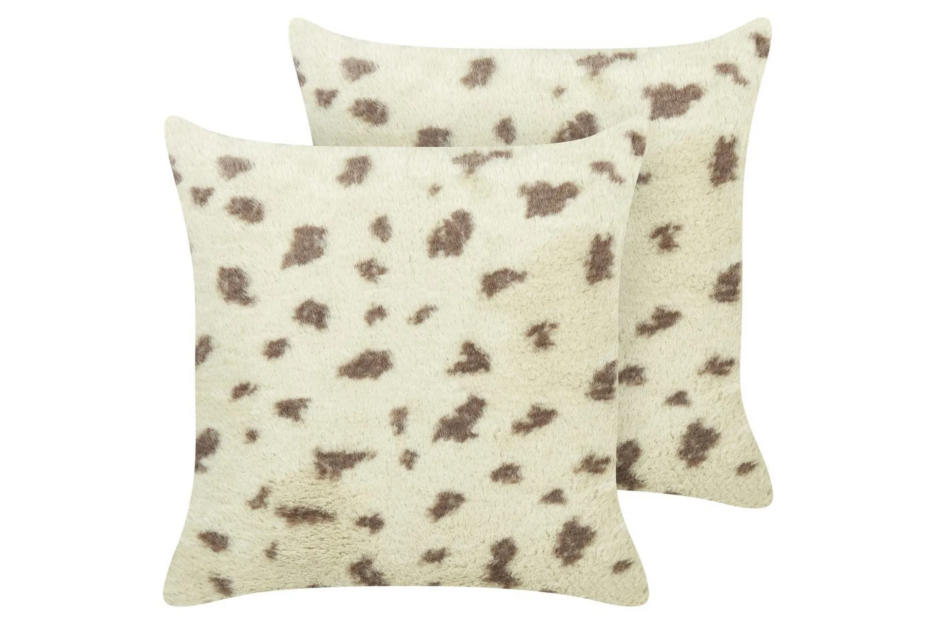 Sett med 2 Puter Beige Fuskepels 45 x 45 cm Myke Luftige Puter
