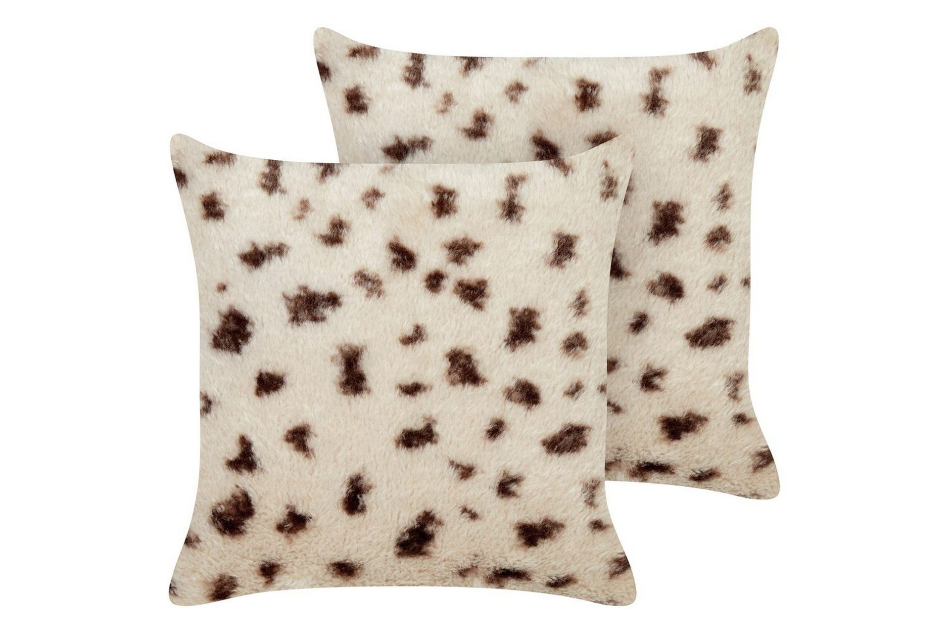 Sett med 2 Puter Lys Beige Fuskepels 45 x 45 cm Myke Luftige Puter