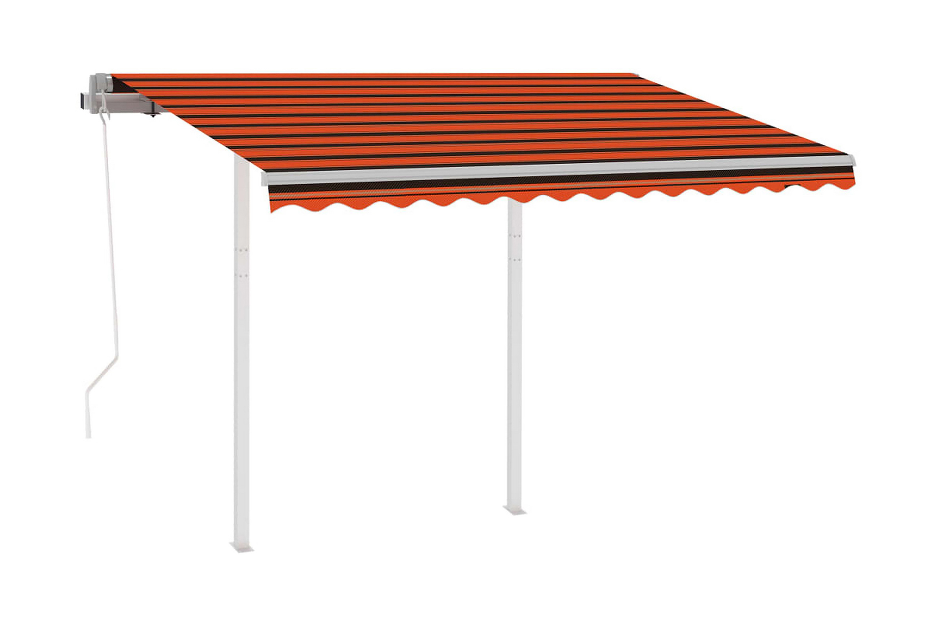 Automatisk uttrekkbar markise med stolper 3,5x2,5m - Oransj