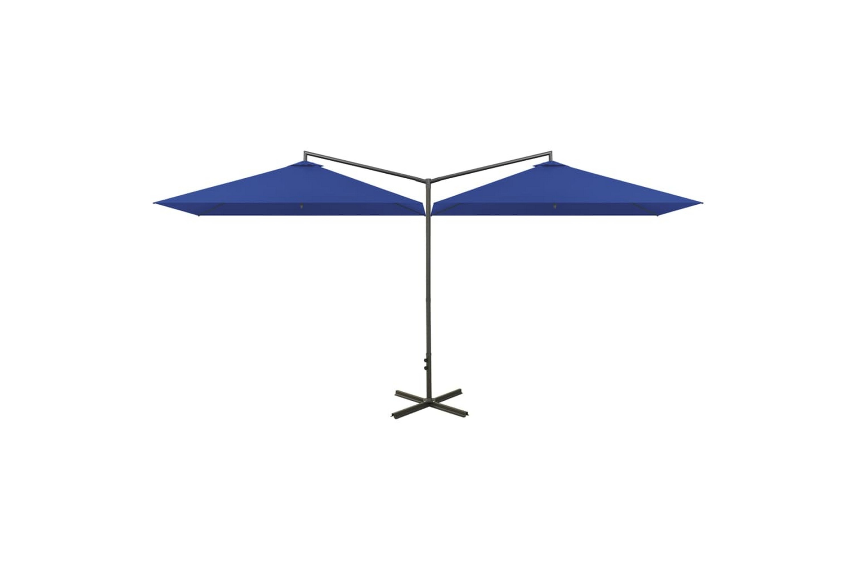 Dobbel parasoll med stålstolpe asurblå 600x300 cm - Blå