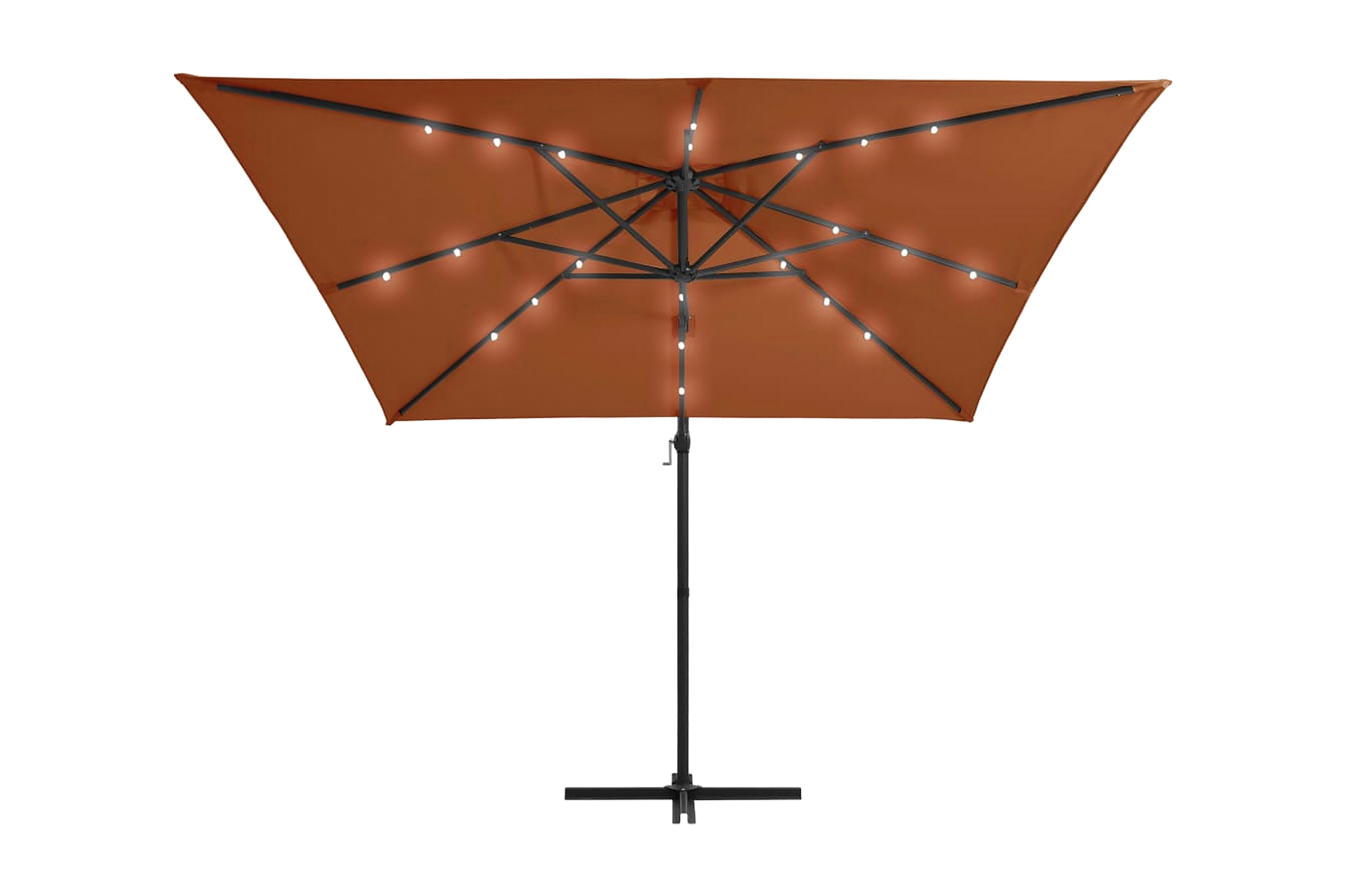 Utendørs parasoll med LED-lys terrakotta 250x250 cm - Rød