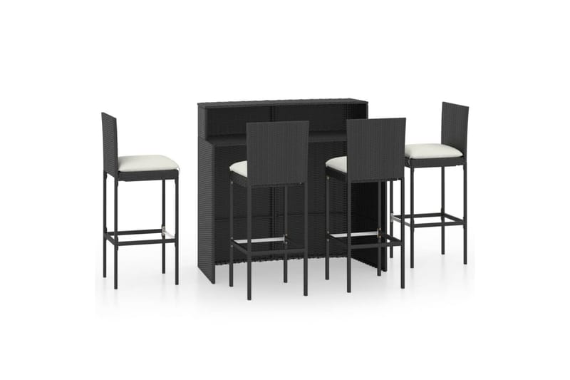 Hagespisegruppe 5 Deler Sammenleggbar Svart Polyrotting