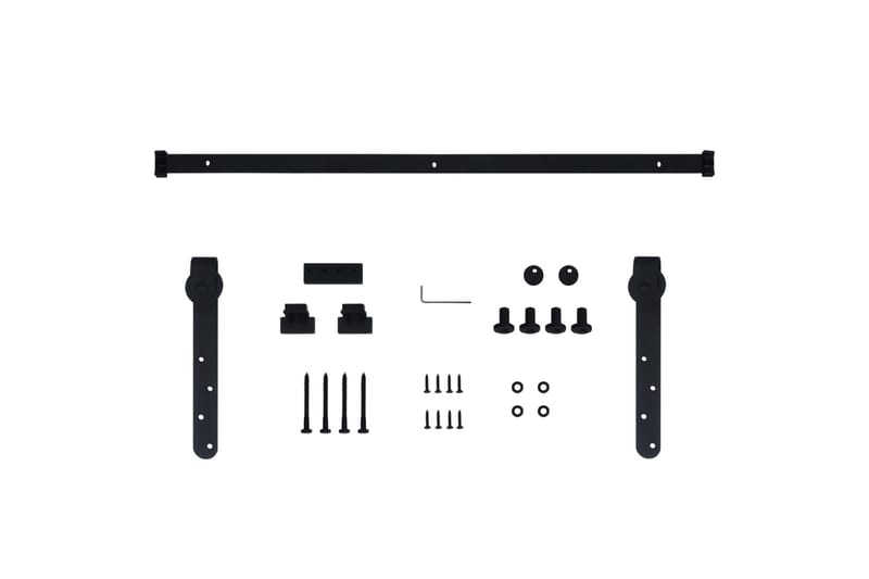 Mini skyvedørsett karbonstål 122 cm - Svart - Hus & oppussing - Bygg - Dører & Porter - Dørbeslag & dørtilbehør