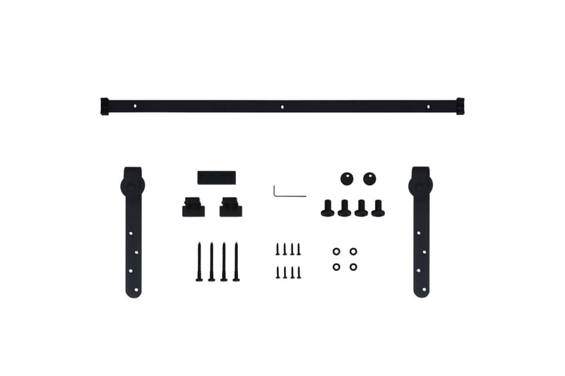 Mini skyvedørsett karbonstål 122 cm - Svart - Skyvedørsbeslag