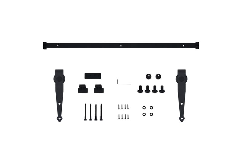 Mini skyvedørsett karbonstål 152 cm - Svart - Hus & oppussing - Bygg - Dører & Porter - Dørbeslag & dørtilbehør