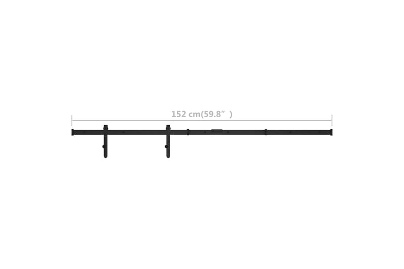Mini skyvedørsett karbonstål 152 cm - Svart - Hus & oppussing - Bygg - Dører & Porter - Dørbeslag & dørtilbehør