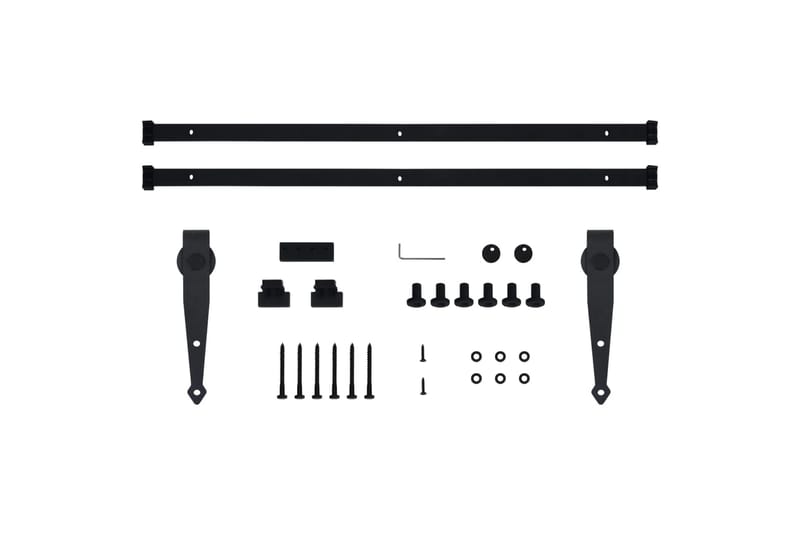Mini skyvedørsett karbonstål 183 cm - Svart - Skyvedørsbeslag