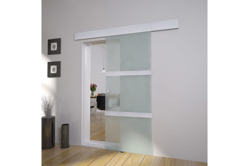 Skyvedør glass og aluminium 178 cm sølv - Hus & oppussing - Bygg - Dører & Porter - Dørbeslag & dørtilbehør