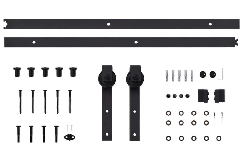 Utstyr for skyvedør 183 cm stål svart - Skyvedørsbeslag