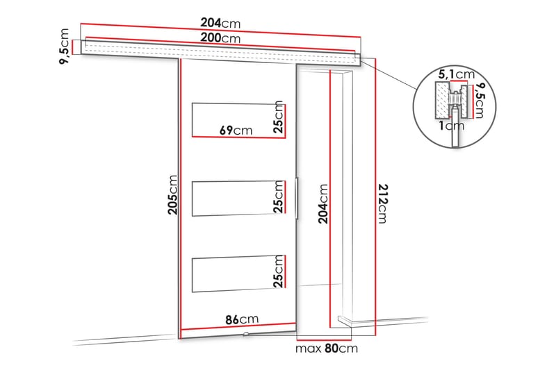 Doncaster Skyvedør - Hvit/Sort - Hus & oppussing - Bygg - Dører & Porter - Skyvedører