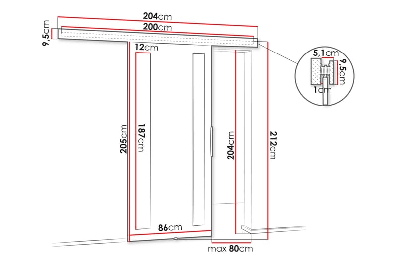 Doncaster Skyvedør - Hvit/Sort - Hus & oppussing - Bygg - Dører & Porter - Skyvedører